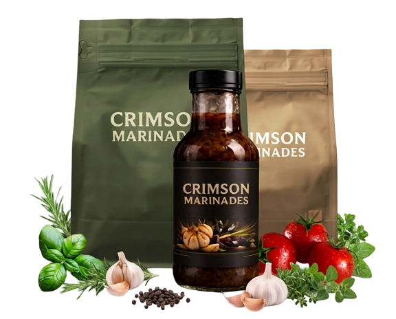 firefly gemini flash replace all existing branding text with crimson marinades 276054(1)